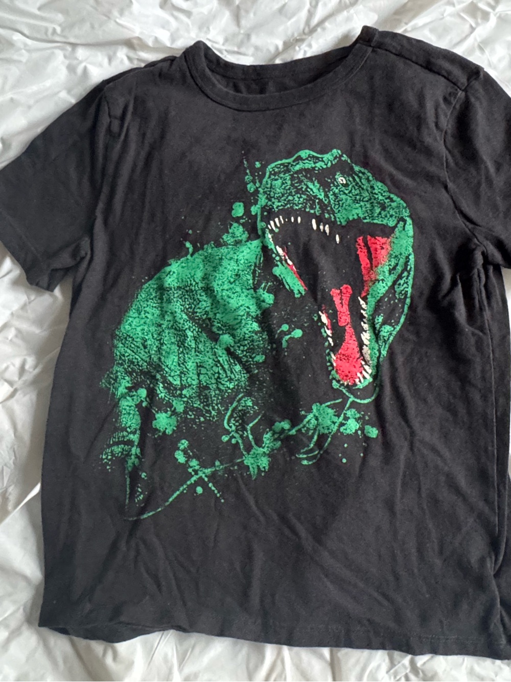 GAP Black Graphic T-Shirt with Green & Red T-Rex Print Size Medium